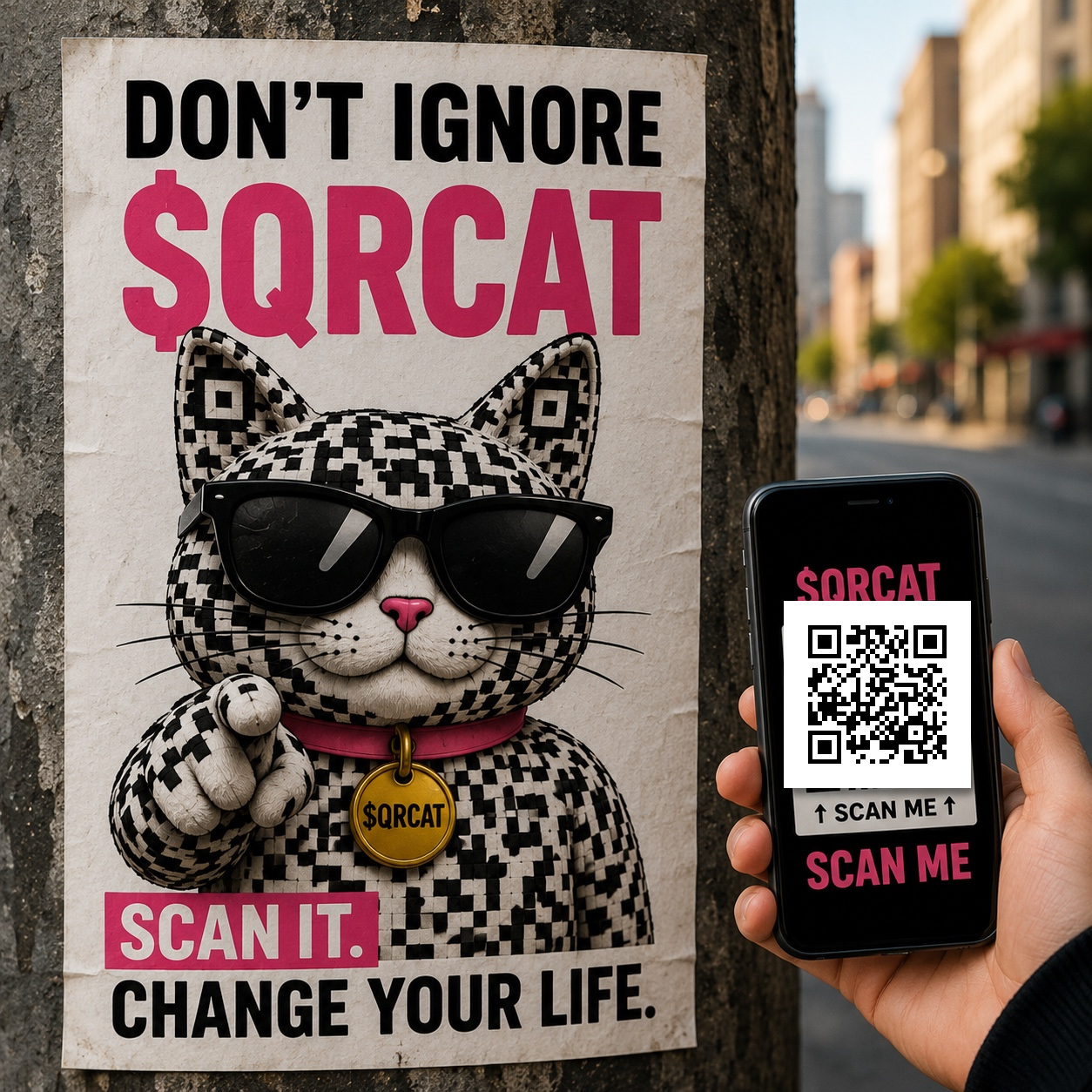 Street QR Cat poster